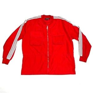 Vintage Mega Wear Mens Red White Stripe Windbreaker Track Jacket